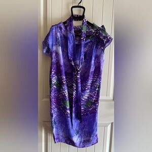 Adolfo Dominguez Purple and Green Mini Dress
